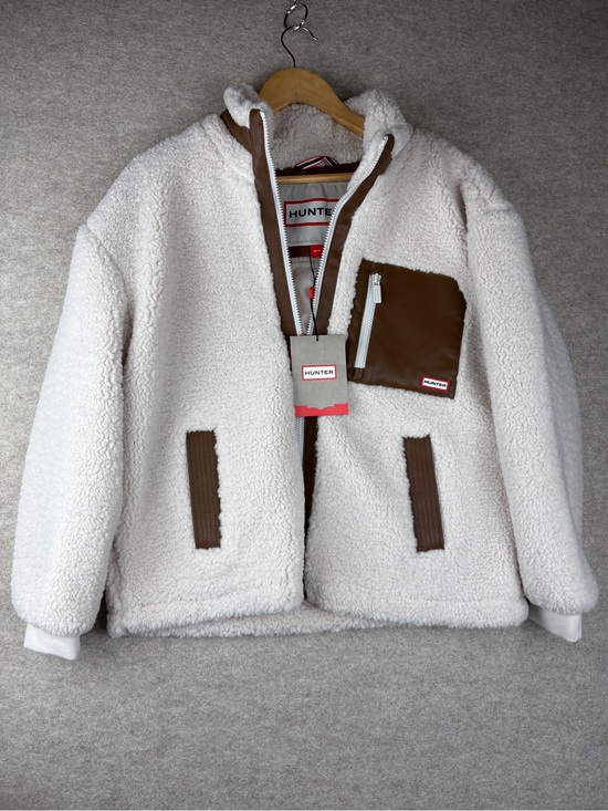 Hunter Jackets & Blazers - NWT Hunter Emma High Pile Fleece Jacket Cream Brown Cozy Sherpa Coat Medium